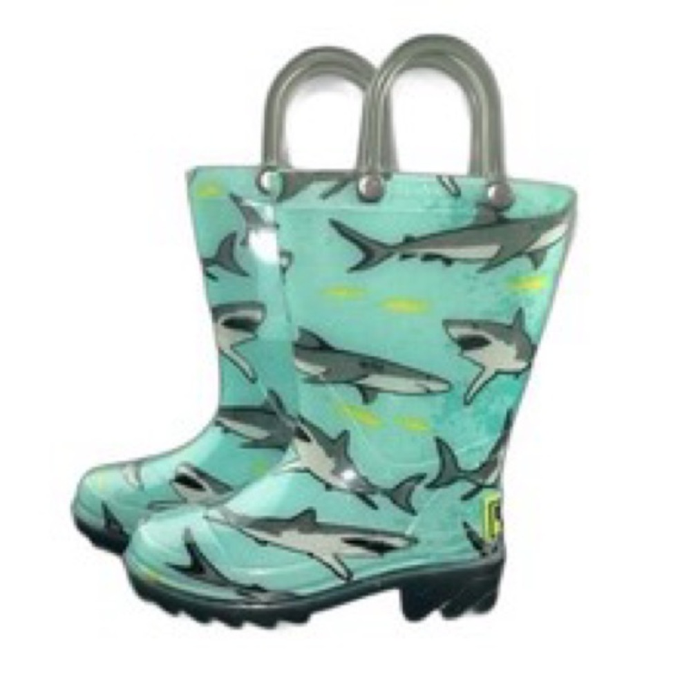 Western Chief Kids Shark Rain Boots - Blue and Black, Size 6